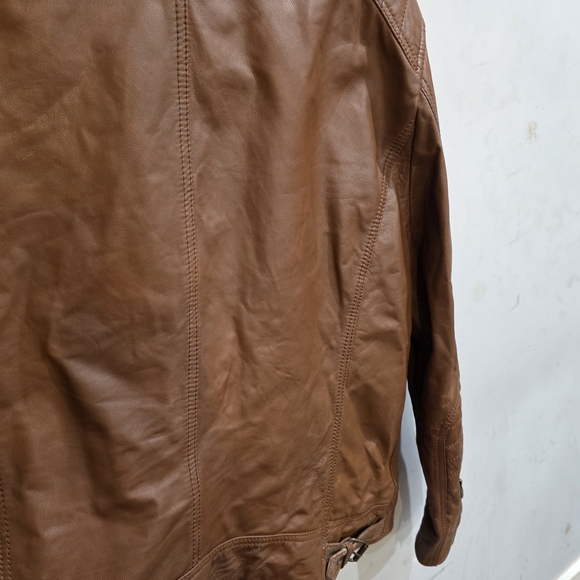Cole Haan Men's Tan Leather Jacket - Picture 4 of 5